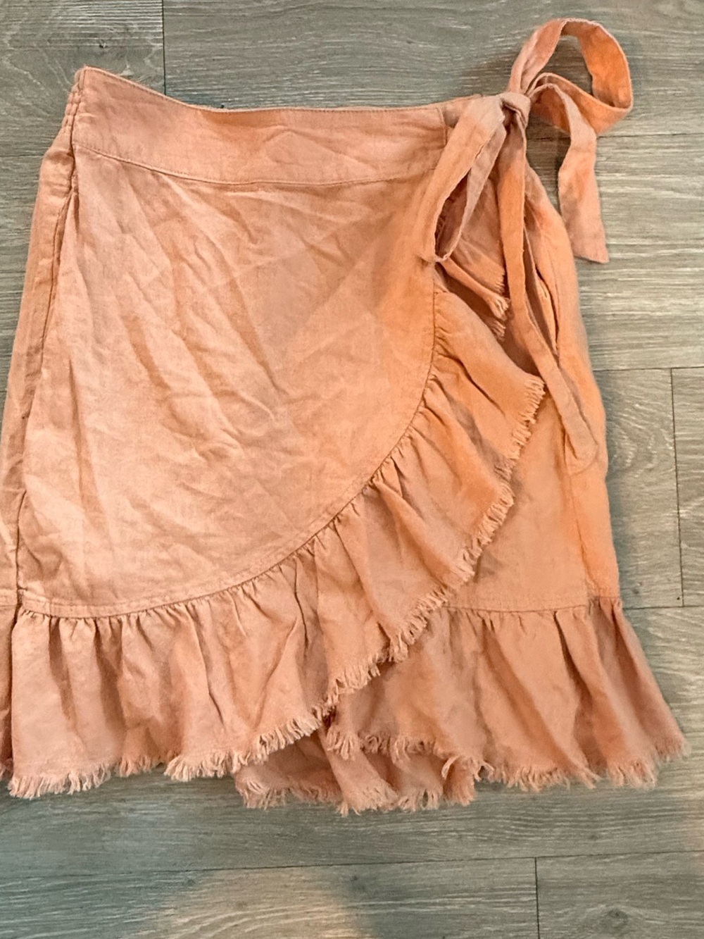 Cato Peach Asymmetrical Wrap Ruffle Skirt - Picture 4 of 7